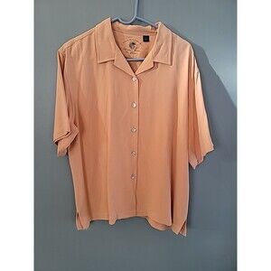 Womens L 100% Silk Eagle Dry Goods Co  Signature Series Orange Button Up Shirt